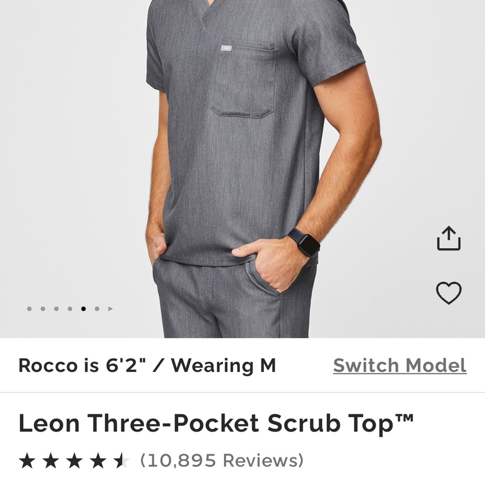 Figs Scrubs Set Three-Pocket Scrub Top Medium Top and Medium Pants in Graphite